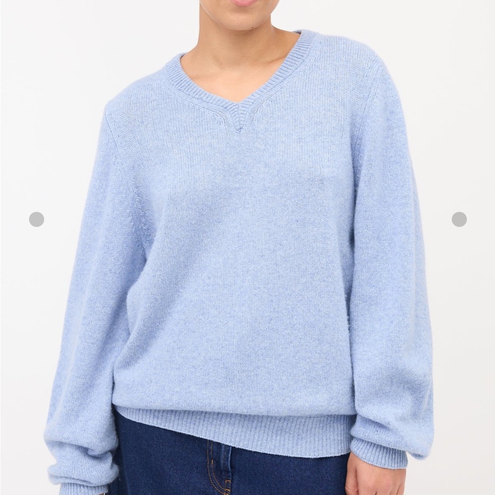 KHAITE Light Blue V-Neck Sweater